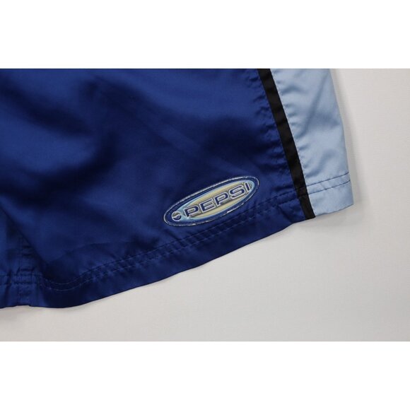 Vintage 90s Pepsi Co Mens Medium Spell Out Reflective Surf Board Shorts Blue - Picture 5 of 10
